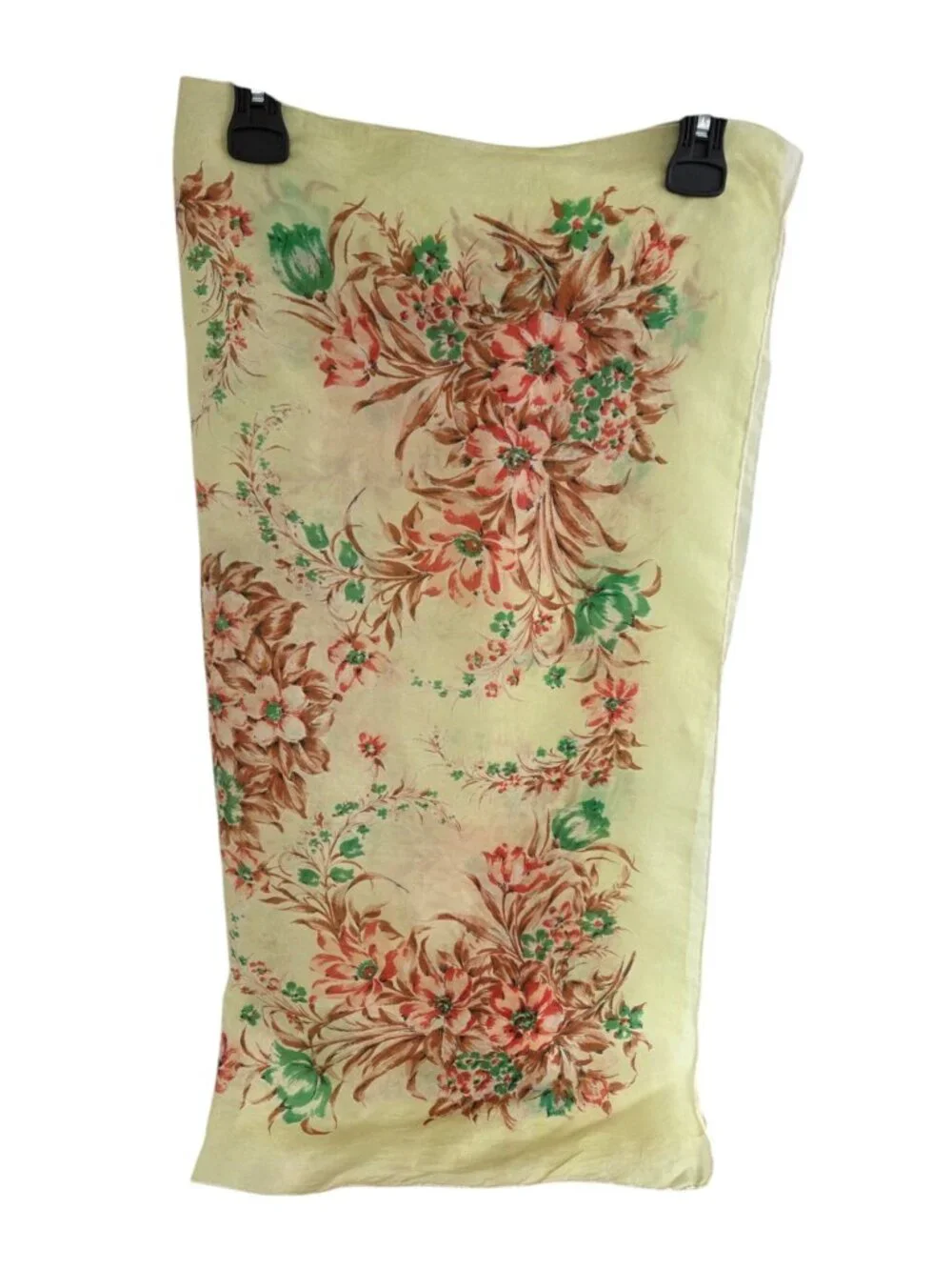 Vintage Floral Silk Scarf Hand Rolled Edges Cottage Garden Flower 30